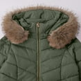 thumbnail image 7 of jtjvou Women's Long Winter Faux Fur Puffer Quilted Coat With Pocket Hooded Zip Up Padded Down Long Sleeve Thick Jacket Green M, 7 of 7