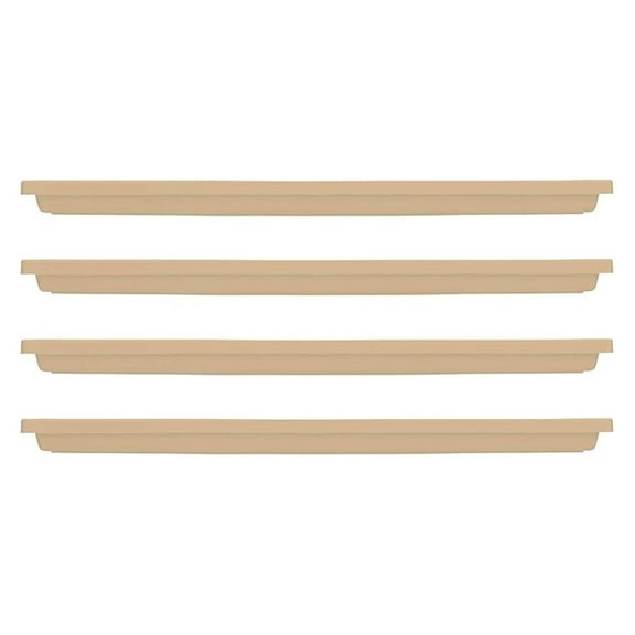 Flower Box Saucers 4-Pack, 30 Inch Venetian Rectangular Drip Trays - Sandstone Tan