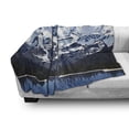 thumbnail image 3 of Scenery Soft Flannel Fleece Throw Blanket, Cartoon Like Mountain with Snow Landscape with Lake Reflection Art, Cozy Plush for Indoor and Outdoor Use, 70" x 90", Blue Grey Dark Blue, by Ambesonne, 3 of 6