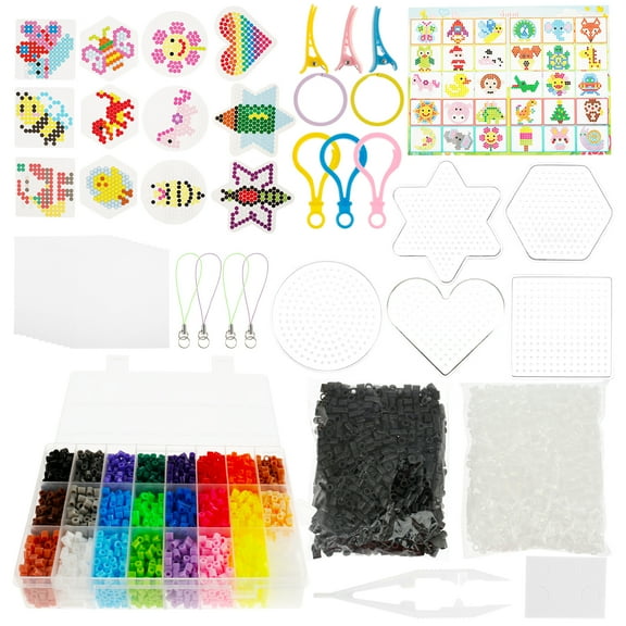 Austok Fuse Beads Kit Fun Fuse Beads Craft Kit Colorful Melting Beads Kit Safe Fuse Beads Bulk Kit Creative Fuse Beads Educational Fuse Beads Craft for Kids Age 5 and More DIY Beads Crafts