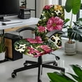 thumbnail image 2 of FKELYI Office Chair Cover Removable Computer Chair Slipcover Stretch Fabric Swivel Chair Protector Covers for Boss Chair Armchair, Pink Floral Leopard Print, Small, 2 of 6