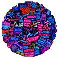 thumbnail image 2 of Paquete de pegatinas Neon English Cool Anime, vinilo impermeable, 50 unidades, 2 of 3