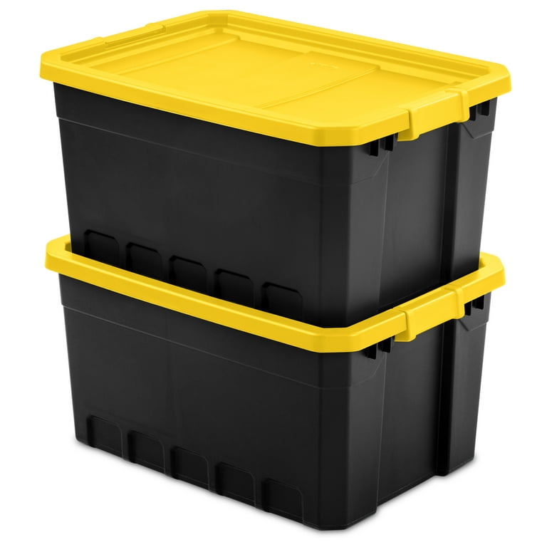 7 Gal. Tough Storage Tote in Black with Yellow Lid