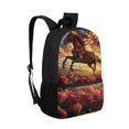 thumbnail image 2 of Uourmeti Durable Fabric 17 Inch Daypack for Travel School, Spacious Compartment Soft Backpack, Horse American Flag Roses, 2 of 6