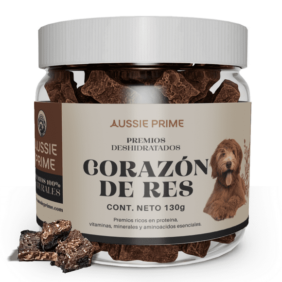 Premios de Corazon de Res Deshidratado - 130 gr Premios para Perros - AUSSIE PRIME