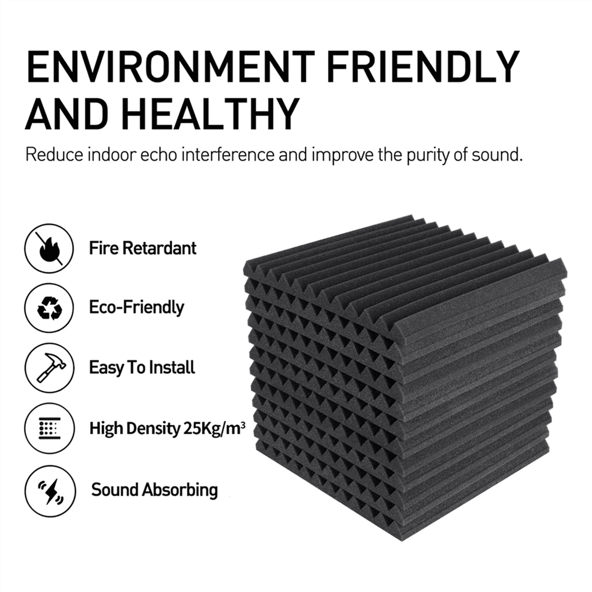 52 Pack Acoustic Foam Panels 1 X 12 X 12inch Soundproofing Noise Cancelling Wedge Panels for Home Office Recoding Studio