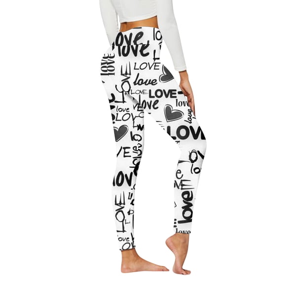 Afdoent Leggings For Women Casual Pants Valentine Day Heart Printed Sports Leggings Daily Wear Yoga Workout Soft Comfy