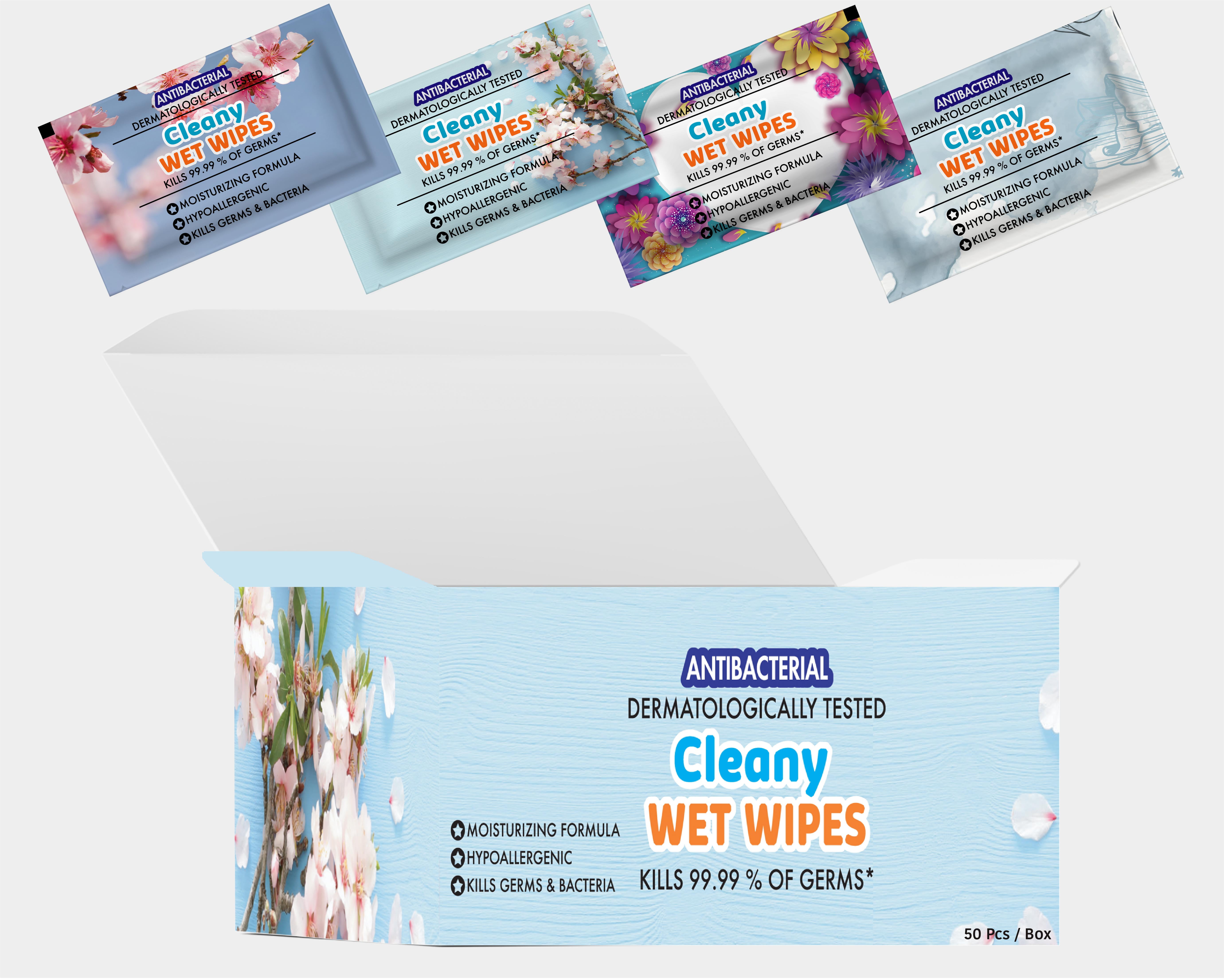 Cleany Antibacterial Cleaning Wet Wipes, Hand Sanitizing Wipes, Anti