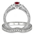 thumbnail image 3 of Extraordinary Fantastic Mind Blowing Moissanite Diamond 2.25 ct Round Cut Red Ruby Antique Bridal set on 10k White Gold, 3 of 3