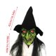 thumbnail image 3 of Old Woman Witch Mask Green Face Mask Halloween Creepier Mask Scary Horror Mask Cosplays Costume with Red Eye, Long Hair, 3 of 4