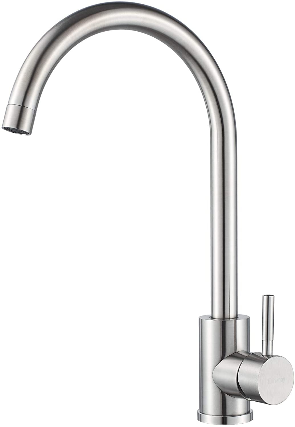 Single Handle High Arc Brushed Nickel Kitchen Faucet Stainless Steel Commercial Single Hole Kitchen Sink Faucet, Modern One Hole Bar Sink Faucet with Deck Plate