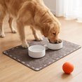 thumbnail image 2 of Pet Feeding Mat, 23.6inX15.7in Waterproof Quick-Dry Dog Cat Bowl Mat with Bone & Paw Print, Non-Slip, Brown, 2 of 6