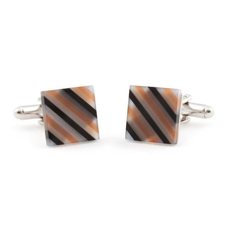 Cuff Daddy Silvertone Semi Transparent Glass Cuff Links