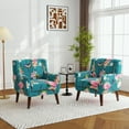 thumbnail image 6 of UIXE Floral Accent Chair Set of 2 Modern Living Room Arm Chair Cozy Armchair Button Tufted Back, Pattern Blue, 6 of 7