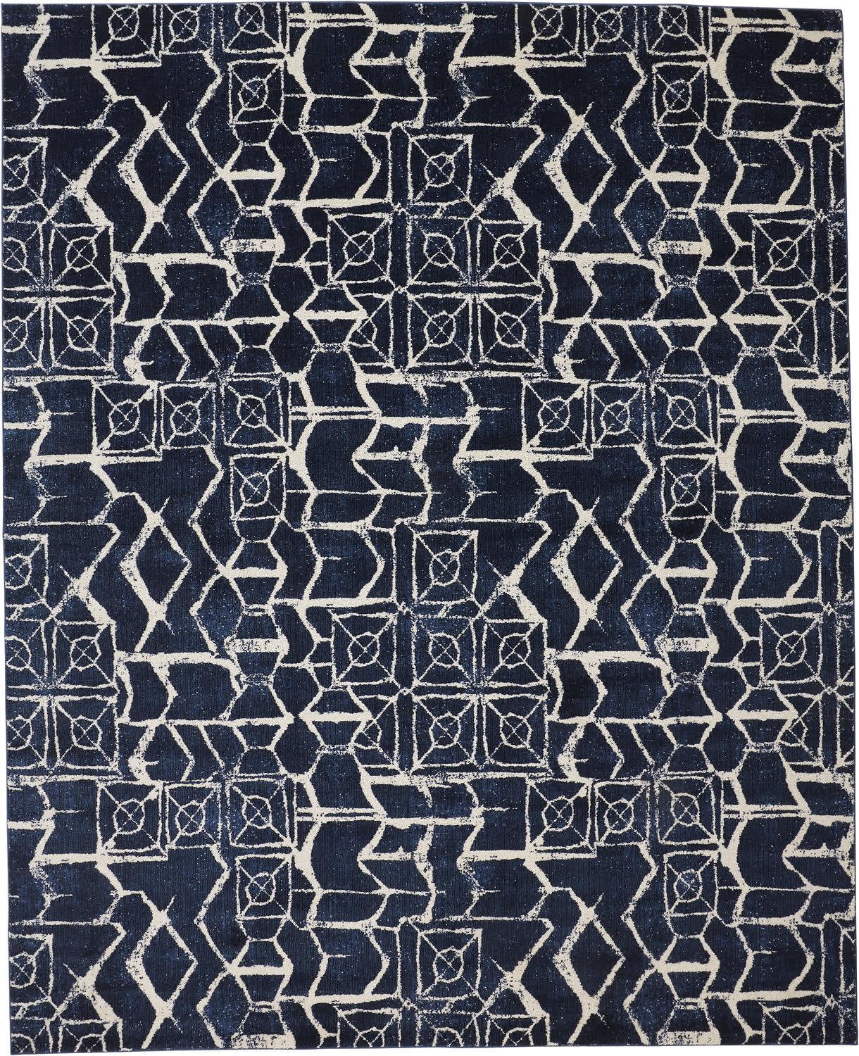 Meera Abstract Patterned Rug, Dark Navy Blue, 1ft - 8in x 2ft - 10in Accent Rug