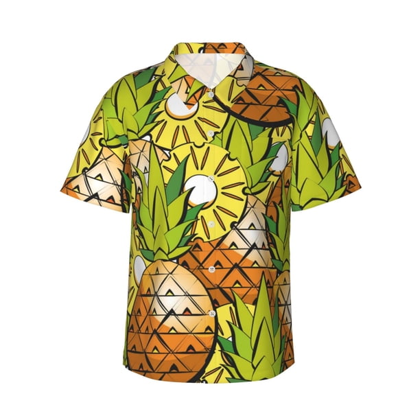 Balery Tropical Summer Fruit Camisas hawaianas de manga corta para hombre, camisas playeras de corte holgado, camisas de vacaciones con botones,Medium
