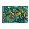 thumbnail image 1 of Oil Painting From Above of a Koi Pond with Three Colorful Fish, Photography, (12x18 Wrapped Canvas, Wall Decor, Artwork), 1 of 5