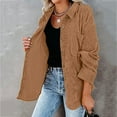 thumbnail image 5 of Patlollav Womens Corduroy Buttoned Cardigan Long Sleeve Lapel Padded Shirt Tops, 5 of 6