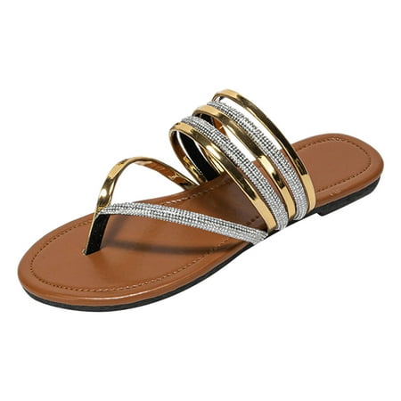 

Youmylove Women Flip Flops Thong Sandals Slippers Summer Bohemian Style Rhinestone Decorative Fashion Flat Bottom Comfortable Beach Slippers Comfort Cozy Leisure Daily Walking
