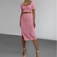 thumbnail image 4 of Falda Conjunto de falda ajustada para mujer, 2 uds., camiseta + falda, conjunto ajustado informal para mujer (rosa M) Ygjytge Rosa T M para Mujer, 4 of 7