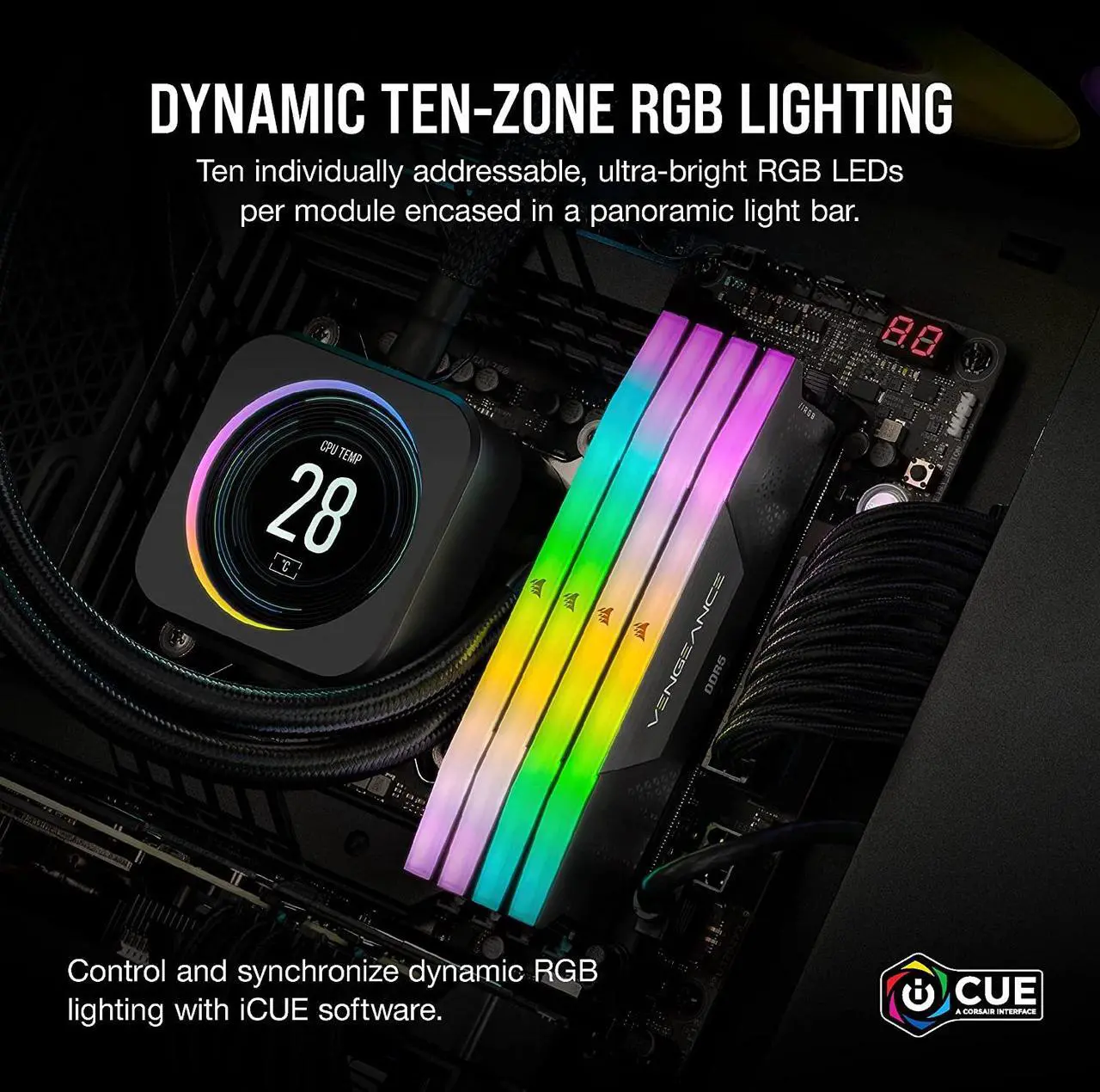 CORSAIR Vengeance RGB 32GB (2 x 16GB) 288-Pin PC RAM DDR5 6000 (PC5 48000) Desktop Memory Model CMK32GX5M2B6000Z38