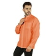 thumbnail image 4 of Bestman Solid Long Sleeve Shirt For Mens Front Double Button Placket Chinese Collar Shirt, 4 of 7