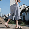 thumbnail image 6 of Yaoyar Mens Cotton Linen Capri Pants Light Loose 3/4 Long ShortsDrawstring Elastic Waist Baggy Wide Leg Shorts with Pockets, 6 of 6