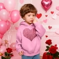 thumbnail image 6 of Girls Pink Sequin Heart Hoodie Oversized, Sparkly Pullover No Drawstring for Teens, Soft Polyester Casual Hoodie, Youth Sizes 100-160,Size 5 T, 6 of 8