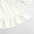 thumbnail image 4 of Favoffer Big Kid Girls Long Sleeve Dress Spring Summer Trumpet Sleeve Ruffle Hem Square Neck Solid Color Swing Gown for Daily Gathering Party Holiday Sizes 4-13Y, 4 of 7