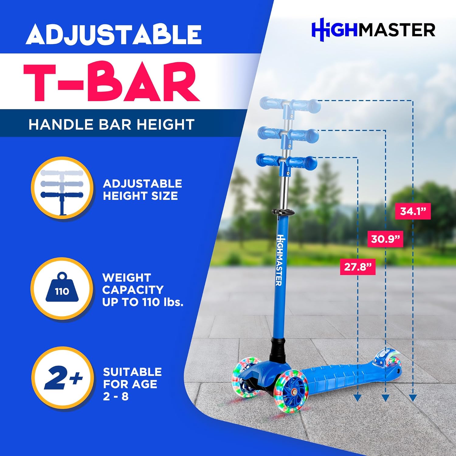 HighMaster Kids Scooter - 3-Wheel with LED Lights photo 2