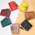 thumbnail image 3 of Qarigey Cartera de cuero para mujer, monedero plegable para almacenamiento de dinero, portatarjetas de débito para compras de viaje, bolsa de Carteras Rojo oscuro, 3 of 6