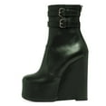 thumbnail image 2 of FSJ Women Fashion Round Closed Toe Ankle Boots Platform Wedge High Heel Punk Booties Buckled Strappy Side Zipper Party Shoes Size 6.5 Green, 2 of 4