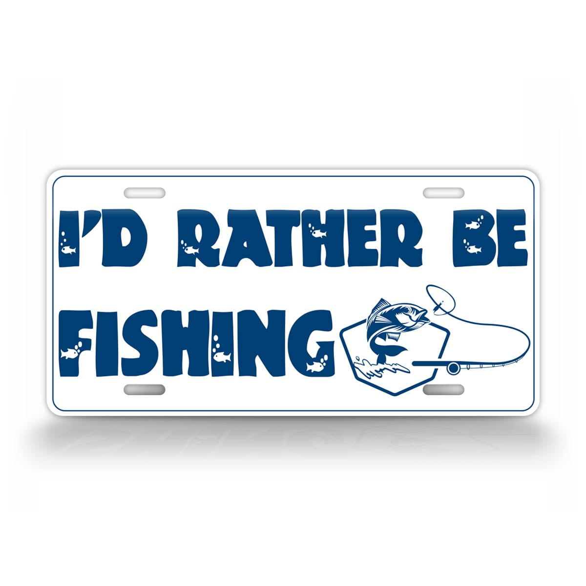 "I'd Rather Be Fishing" License Plate Reel and Rod Fishing Auto Tag
