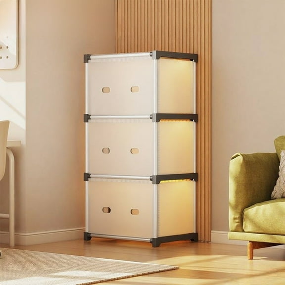 InsCrazy Bookshelf with Drawers Plastic Bookshelf Floor-standing Storage Rack Home Library Children's for Living Room, Bedroom, Office, Home Workshop