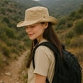 thumbnail image 3 of Foldable Wide Brim Bucket Hat with Chin Strap for Sun Protection and Outdoor Hiking Travel Beach Adventures - Khaki, 3 of 6