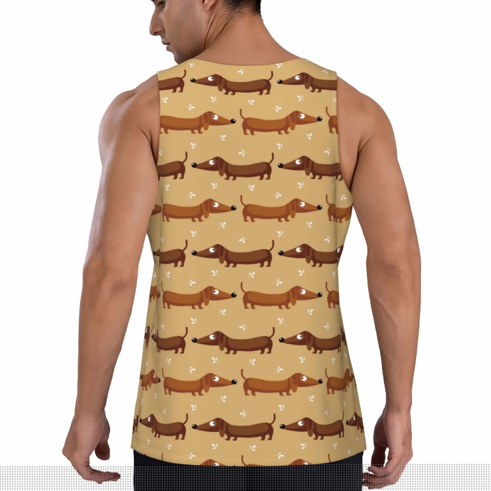 thumbnail image 3 of Easygdp Dachshund Dog Puppy Men's Tank Top, Sleeveless Muscle T Shirts, Breathable, Quick-Dry, Loose for Gym, Running, Fitness - 3X-Large, 3 of 9