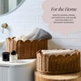 thumbnail image 4 of Premium Scalloped Wicker Basket Set of 2 - Hand-Woven Rattan Storage for Nursery, Bathroom & Home Decor - Elegant Mocca, 4 of 8