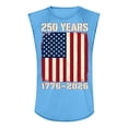 thumbnail image 3 of Mens 250 Anniversary Usa Shirts Patriotic Independence Day Shirt Graphic Crew Neck 1776 - 2026 Tank Tops Sleeveless Loose American Flag T Shirts Light Blue 2XL, 3 of 3