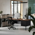 thumbnail image 3 of Flash Furniture Commercial Grade 30x70 Right Side Single Pedestal Desk with 3 Locking Drawers, Walnut Top and Black Frame, 3 of 14