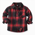thumbnail image 2 of CAUYDY Kids Toddler Flannel Shirt Jacket Plaid Long Sleeve Lapel Button Down Shacket Baby Boy First Birthday Shirt Long Sleeve(L101-Red,12-18 M), 2 of 7