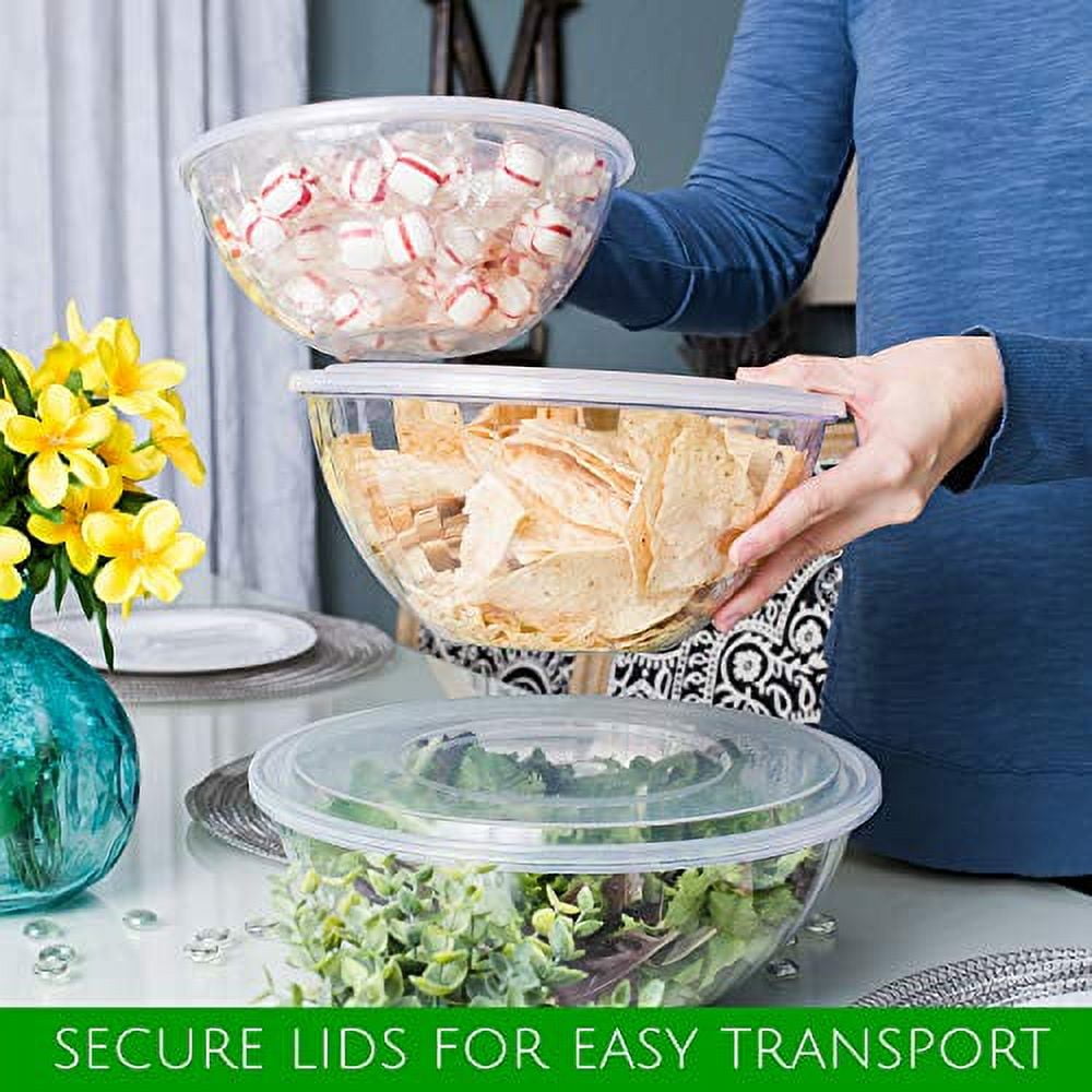 POYIPI Crystal Glass Bowl with Lid Salad Bowls 27oz