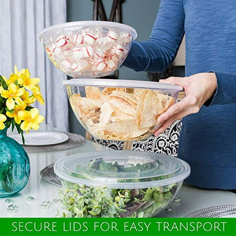 64oz Crystal Clear Disposable Salad Bowls with Lids Lunch To Go