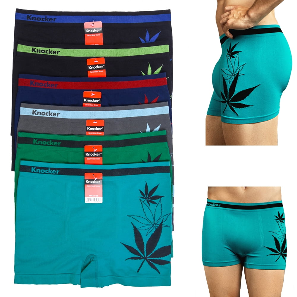 6/12 Pack Men's Boxer Shorts Cannabis Leaf Underpants Trunks Underwear S,M,L,XL