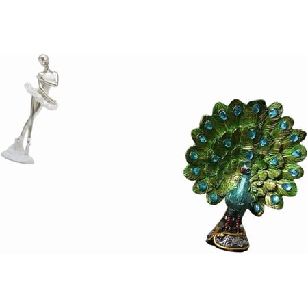 Fenteer Desktop Figurine Ballet Girl Statue Peacock Statue Modern Ballerina Statue Resin Ornament Suitable for Gift Giving Office Home Decoration Birthday