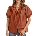 thumbnail image 2 of LADIGASU Women's Summer Button Lace Shirt Lantern Sleeve V-neck Casual Top, 2 of 4