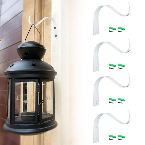 ZOURIH 4 Pack 4.5 inch Hanging Plant Bracket Wall Hooks Decorative Plant Hangers for Outdoor Hanging Bird Feeders, Wind Chimes, Plant Baskets, Black,White