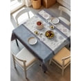 thumbnail image 2 of Blue Brown Stripes Suqare Tablecloth - 60 x 60 Inch, Abstract Geometric Spring Flowers Country Waterproof & StainResistant Tablecloth, Washable Oil-proof Table Cover for Dining/Party/Wedding/Buffet, 2 of 9