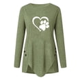thumbnail image 3 of Fridja Womens O-Neck Irregular Button Long Sleeve Print Casual Top Blouse, 3 of 5