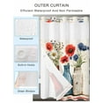 thumbnail image 2 of No Hook Cloth Fabric Shower Curtain with Snap in Liner, Red Flower Waterproof Shower Curtains Set with See Through Top Window, Vintage Blue Poppy Floral Daisy Patriotic Bath Curtains Shower 48"x72", 2 of 6
