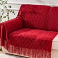 thumbnail image 2 of Knit Diamond Pattern Decorative Throw Blanket for Couch Chair Sofa Home Decor (Red, 50"x60"), 2 of 7
